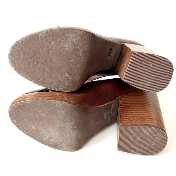 Jeffrey Campbell Rothes Cap Toe Platform Anke Strap Heels Brown Black Leather 10 - Picture 11 of 12